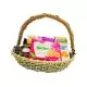 Round Cane Basket with Handle, 14in x 14in x 3in, Pack of 10