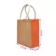 Eco-Friendly, Beige Jute Bag with Orange Gusset, 12in x 4in x 14in, Pack of 10