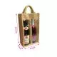 Transparent Window Beige Jute Bag, Bottle Carry Bag with Dual Compartment, 8in x 4in x 14in, Pack of 10